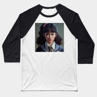 Japanese Teenage Girl Student 80's Style Baseball T-Shirt